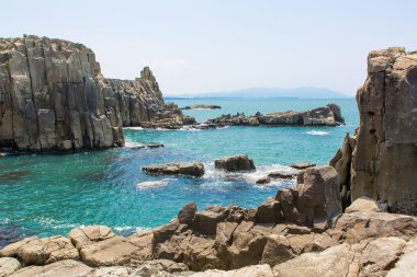 Tojinbo Cliff, Mikuni cho, Sakai, Japonya Peyzaj