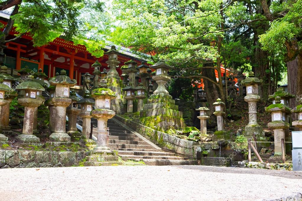 Stone lanterns to Kasuga shrine in Nara, Japan