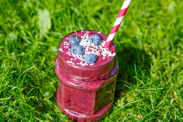 Verse smoothie drankje met verschillende bessen als gezond ontbijt — Stockfoto