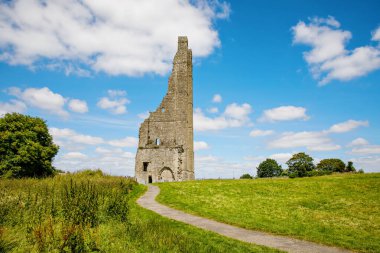 İrlanda, Boyne Nehri 'ndeki County Meath' deki Trim kalesinin panoramik görüntüsü. İrlanda 'daki en büyük Anglo-Norman kalesidir.