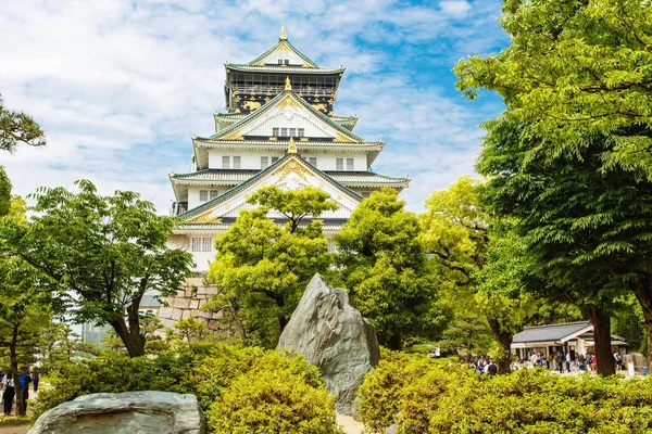 Beautiful Osaka castle in Japan on sunny summer day. Famous castle, attraction for tourists and sightseeing. Japanese culture. The castle is one of Japans most famous landmarks.