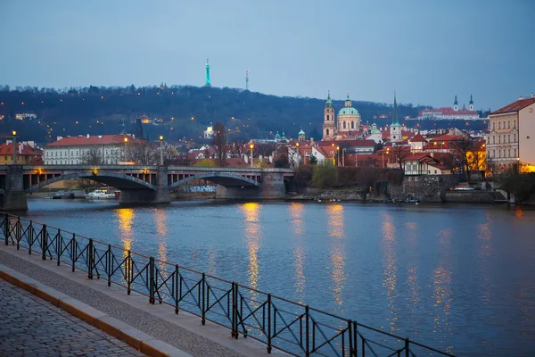 View of the bridges on cold spring or autumn morning, Prague, th — Stock Photo, Image