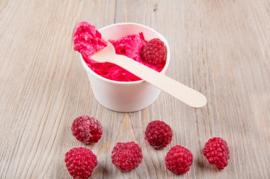 Bütün ahududu ile krem buz yoğurt frozen