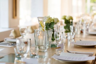 Table set in white for wedding or event party