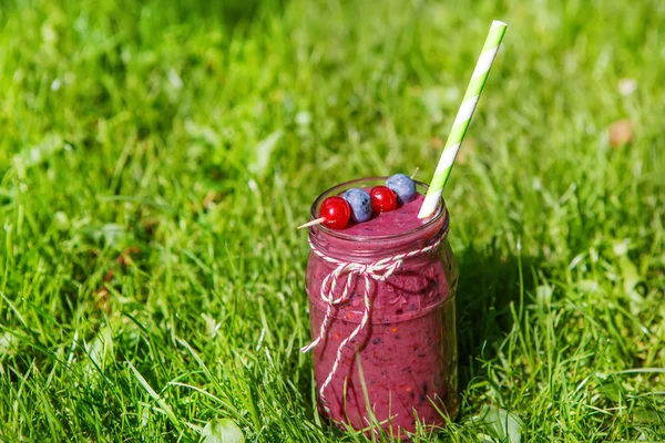 Verse smoothie drankje met verschillende bessen als gezond ontbijt — Stockfoto