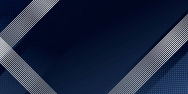 Soyut arka plan koyu mavi ve modern gümüş çizgili dekorasyon. Sunum tasarımı, afiş, kartvizit arkaplanı ve daha fazlası için vektör illüstrasyonu