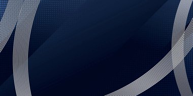 Soyut arka plan koyu mavi ve modern gümüş çizgili dekorasyon. Sunum tasarımı, afiş, kartvizit arkaplanı ve daha fazlası için vektör illüstrasyonu