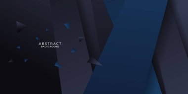3D modern soyut sunum arkaplanı. Lüks geometrik arka plan. Soyut dekorasyon, üçgen desen, mavi gradyan, üç boyutlu vektör çizimi. Koyu mavi arkaplan