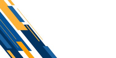 Soyut mavi ve sarı dikdörtgen çizgi, sunum tasarımı için beyaz arkaplan üzerindeki dekorasyonu şekillendirir. Modern iş soyut arka plan. Sunum, afiş ve kapak için vektör illüstrasyon tasarımı