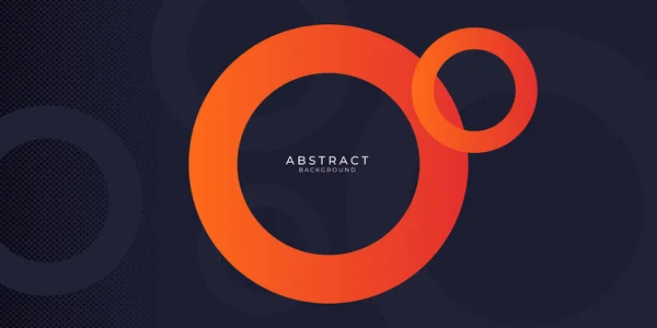 発表の背景 オレンジ色の円を持つダイナミックダークブルーの組成 ベクトル抽象的な背景テクスチャデザイン 明るいポスター バナー 未来のテクノロジーサークルの背景 — ストックベクタ