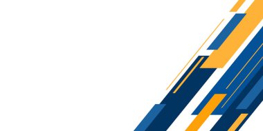 Soyut mavi ve sarı dikdörtgen çizgi, sunum tasarımı için beyaz arkaplan üzerindeki dekorasyonu şekillendirir. Modern iş soyut arka plan. Sunum, afiş ve kapak için vektör illüstrasyon tasarımı