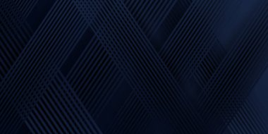 Sunum tasarımı için soyut arkaplan mavisi. Soyut parlak mavi şerit desenli lüks koyu mavi ve geometrik elementler. Vektör çizimi. Havalı Strip dalga poster elemanı