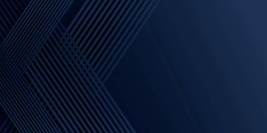 Sunum tasarımı için soyut arkaplan mavisi. Soyut parlak mavi şerit desenli lüks koyu mavi ve geometrik elementler. Vektör çizimi. Havalı Strip dalga poster elemanı