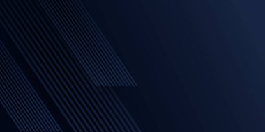 Sunum tasarımı için soyut arkaplan mavisi. Soyut parlak mavi şerit desenli lüks koyu mavi ve geometrik elementler. Vektör çizimi. Havalı Strip dalga poster elemanı