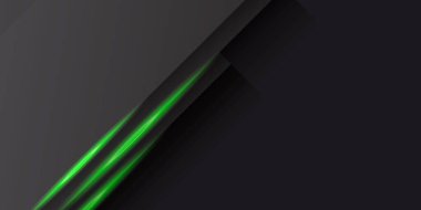 Soyut metalik yeşil çerçeve tasarım teknolojisi yenilik kavramı arka planı. Modern lüks fütüristik teknoloji arka plan illüstrasyonuyla siyah üzerine soyut yeşil ışık oku