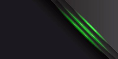 Soyut metalik yeşil çerçeve tasarım teknolojisi yenilik kavramı arka planı. Modern lüks fütüristik teknoloji arka plan illüstrasyonuyla siyah üzerine soyut yeşil ışık oku