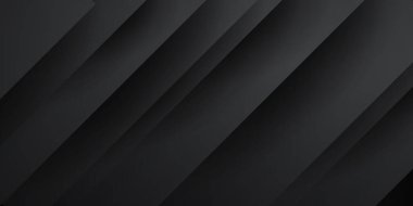 Soyut siyah örtüşme arkaplanı. Veri teknisyeni geometrik vektör çizimi kavramı. 3D dikdörtgen desenli siyah teknoloji arka planı. Modern arkaplan tasarımı