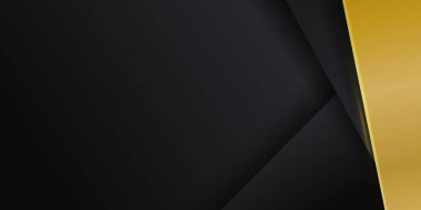 Sunum arkaplan tasarımı için soyut grafik elementlere sahip siyah altın arkaplan