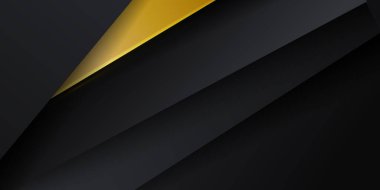 Sunum arkaplan tasarımı için soyut grafik elementlere sahip siyah altın arkaplan