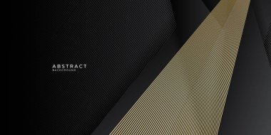 Altın çizgili siyah soyut sunum arkaplanı. Şirket, iş, kurum ve daha fazlası için vektör illüstrasyon davası