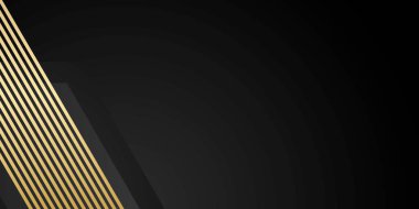 Siyah ve altın soyut arka plan. Altın çizgili modern siyah arkaplan. Şatafatlı koyu renkli, altın çizgili arka plan