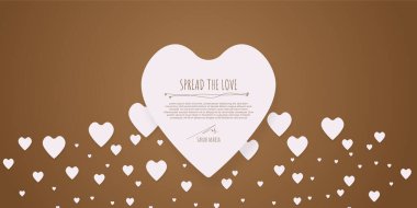 Pembe temalı kalp şekli kenarı beyaz arka planda gerçekçi kağıt kalp ile sevgililer günü, kadınlar, anneler günü davetiye grafik tasarımı için.