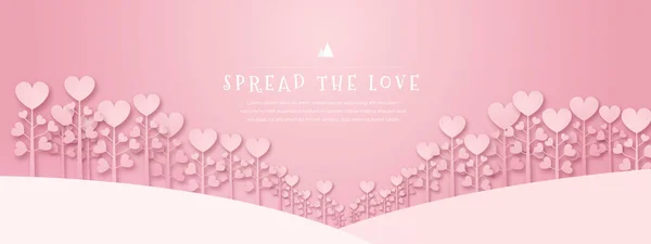 Valentines Hartjes Met Cadeaubon Papieren Vliegende Elementen Roze Achtergrond Vector — Stockvector