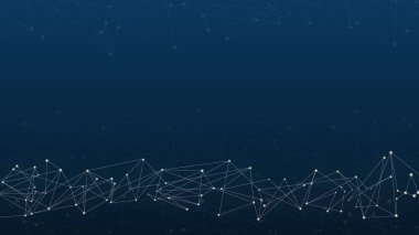 Soyut fütüristik - Koyu mavi arka planda çokgen şekilli moleküller teknolojisi. İllüstrasyon Vektörü tasarımı dijital teknoloji kavramı