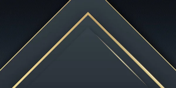 黒と金の抽象的な背景 金の線の組成を持つ現代抽象的な黒の背景 金色の線の背景を持つ豪華なダークブラック — ストックベクタ