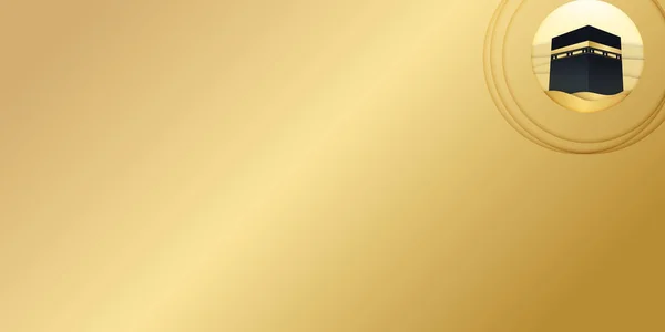 Кааба Вектор Золотым Черным Геометрическим Узором Приветствия Фона Хаджа Рамадан — стоковый вектор