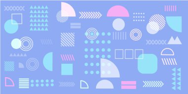 Renkli memphis tarzıyla modern soyut tasarım, minimal kapak tasarımı. Minimalist geometrik arkaplan, vektör illüstrasyonu