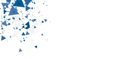 Sunum tasarımı için mavi gri geometrik üçgen soyut arkaplan. Üçgen konfeti dekorasyonlu vektör illüstrasyonu ve grafik tasarımı