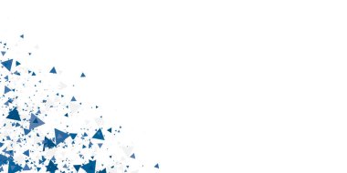 Sunum tasarımı için mavi gri geometrik üçgen soyut arkaplan. Üçgen konfeti dekorasyonlu vektör illüstrasyonu ve grafik tasarımı