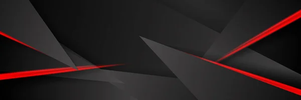 现代技术设计的黑色红色抽象金属碳闪亮的三维背景 三角形线红光 游戏和演示的矢量模板 — 图库矢量图片