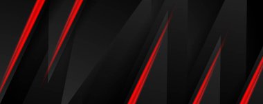 Üç boyutlu katmanlı çizgi ışığı olan kırmızı siyah arkaplan. Sunum, afiş, kapak, web, el ilanı, kart, poster, duvar kağıdı, doku, slayt, dergi için vektör ilüstrasyon tasarımı