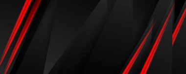 Üç boyutlu katmanlı çizgi ışığı olan kırmızı siyah arkaplan. Sunum, afiş, kapak, web, el ilanı, kart, poster, duvar kağıdı, doku, slayt, dergi için vektör ilüstrasyon tasarımı