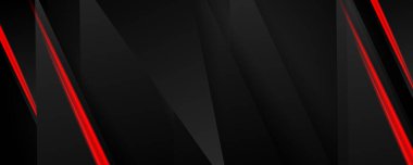 Üç boyutlu katmanlı çizgi ışığı olan kırmızı siyah arkaplan. Sunum, afiş, kapak, web, el ilanı, kart, poster, duvar kağıdı, doku, slayt, dergi için vektör ilüstrasyon tasarımı