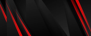 Üç boyutlu katmanlı çizgi ışığı olan kırmızı siyah arkaplan. Sunum, afiş, kapak, web, el ilanı, kart, poster, duvar kağıdı, doku, slayt, dergi için vektör ilüstrasyon tasarımı