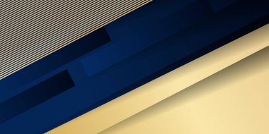 Soyut geometrik şekil mavi altın arkaplan ışık ve gölge 3d katmanlı sunum tasarımı için