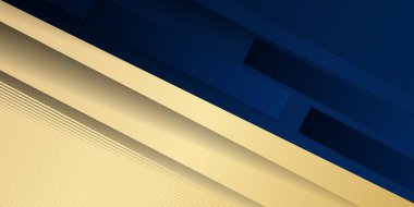 Soyut geometrik şekil mavi altın arkaplan ışık ve gölge 3d katmanlı sunum tasarımı için