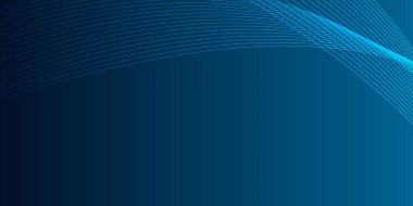 Koyu mavi arkaplanda mavi bir neon dalgası. Işık efektli ve yıldız tozu izli parıldayan dalgalar. Ağ ve yazdırma için mavi dalgalı tasarım