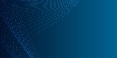 Koyu mavi arkaplanda mavi bir neon dalgası. Işık efektli ve yıldız tozu izli parıldayan dalgalar. Ağ ve yazdırma için mavi dalgalı tasarım