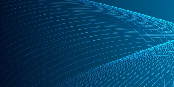Koyu mavi arkaplanda mavi bir neon dalgası. Işık efektli ve yıldız tozu izli parıldayan dalgalar. Ağ ve yazdırma için mavi dalgalı tasarım
