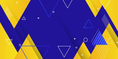 Mavi sarı modern şirket kavramı. Soyut geometrik elementle vektör illüstrasyonu. Sunum tasarımı, afiş, poster, kartvizit, web başlığı için üçgen çember tasarımı şekillendirir