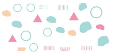 Memphis Basit Renkli Soyut Çember Çizgisi Dikdörtgen Kutusu Oku Dağdan Çapraz Nehir Turtası Mısır Temel Şekil Arkaplan Gömleği