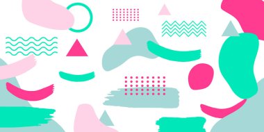 Memphis Basit Renkli Soyut Çember Çizgisi Dikdörtgen Kutusu Oku Dağdan Çapraz Nehir Turtası Mısır Temel Şekil Arkaplan Gömleği