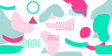 Memphis Basit Renkli Soyut Çember Çizgisi Dikdörtgen Kutusu Oku Dağdan Çapraz Nehir Turtası Mısır Temel Şekil Arkaplan Gömleği