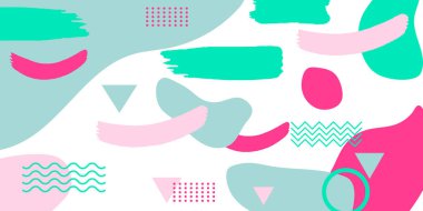 Memphis Basit Renkli Soyut Çember Çizgisi Dikdörtgen Kutusu Oku Dağdan Çapraz Nehir Turtası Mısır Temel Şekil Arkaplan Gömleği