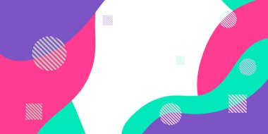 Memphis soyut arka planı, yeşil mor toska pembe. Memphis tarzı bir geçmişi var. Sunum, afiş, kapak, web, kart, poster, duvar kağıdı için vektör illüstrasyon tasarımı