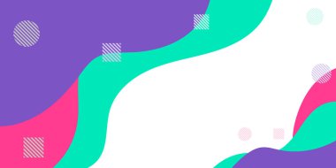 Memphis soyut arka planı, yeşil mor toska pembe. Memphis tarzı bir geçmişi var. Sunum, afiş, kapak, web, kart, poster, duvar kağıdı için vektör illüstrasyon tasarımı